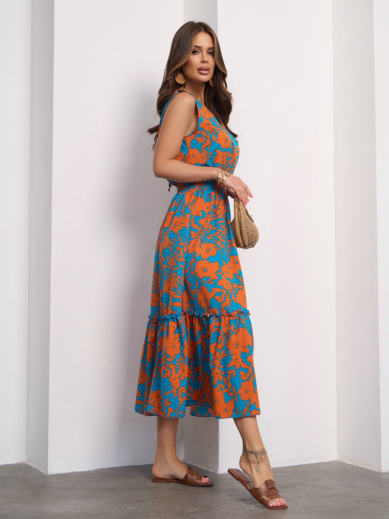 Платье миди ISSA Plus модель 15183_мультиколор Платье миди ISSA Plus модель 15183_мультиколор Фото