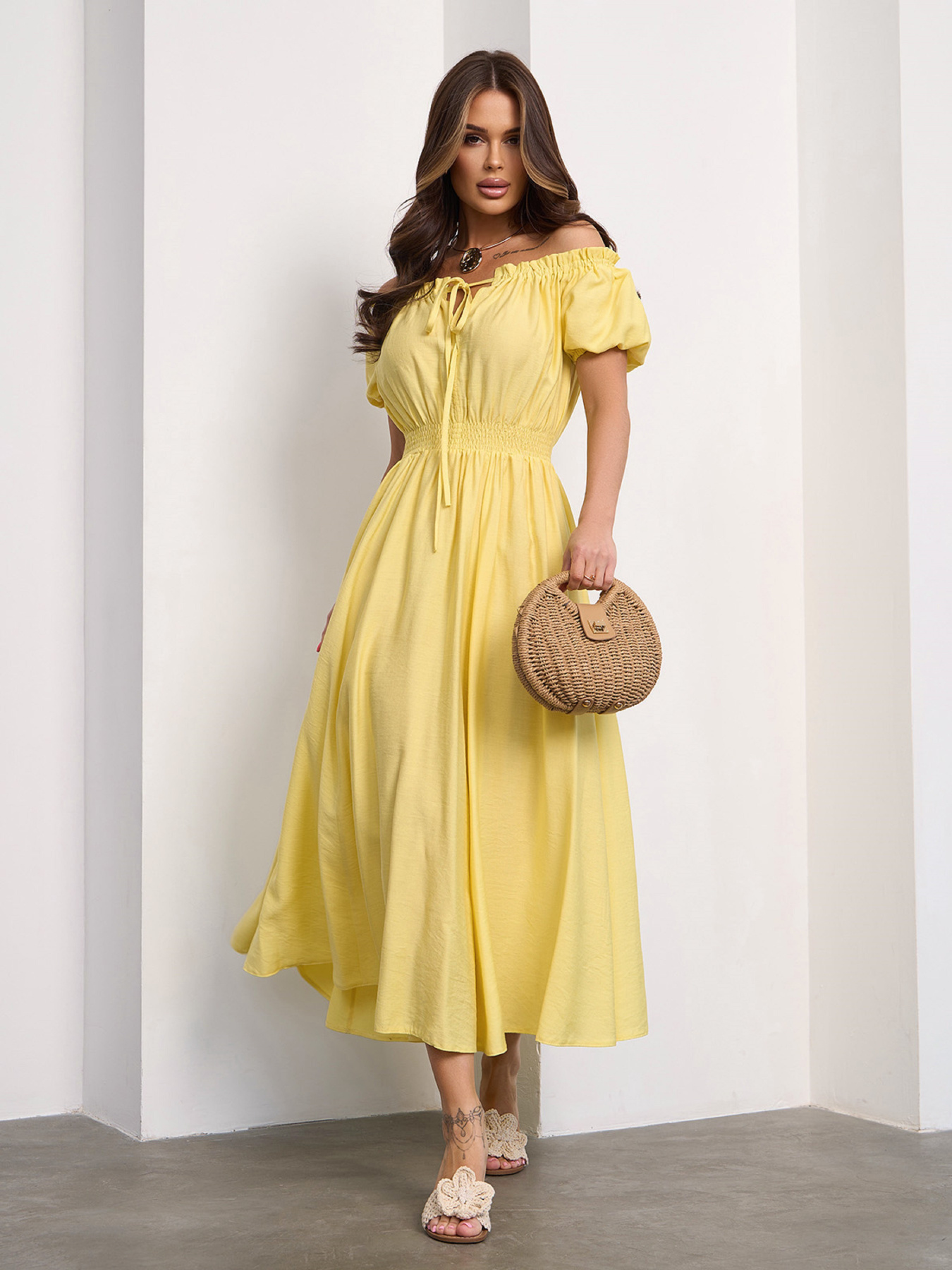 Сукня міді ISSA Plus модель 15185_желтый Фото