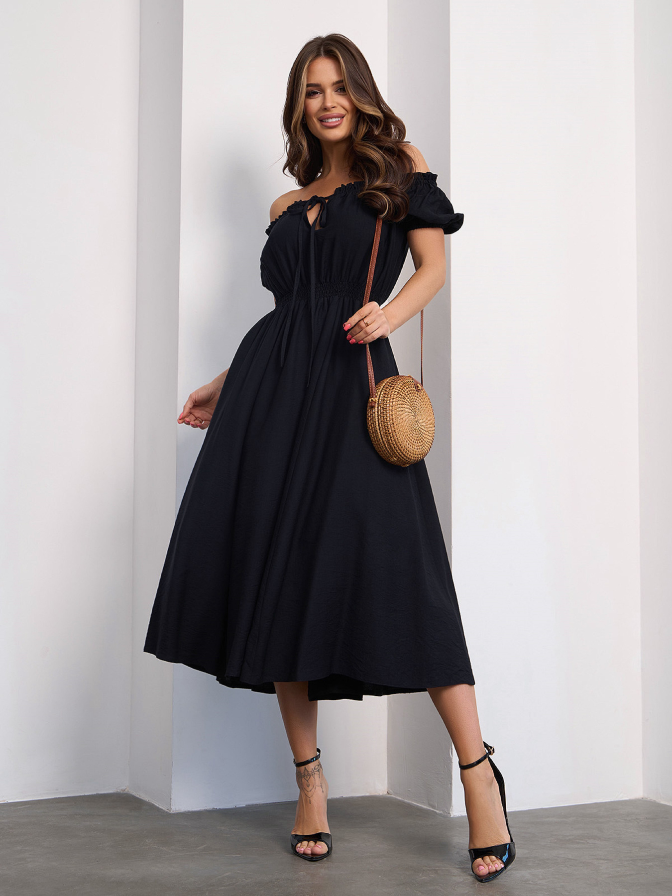 Платье миди ISSA Plus модель 15185_черный Фото