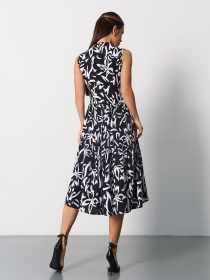 Сукня міді ISSA Plus модель SA-623_черный_белый Фото