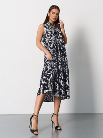 Сукня міді ISSA Plus модель SA-623_черный_белый Фото