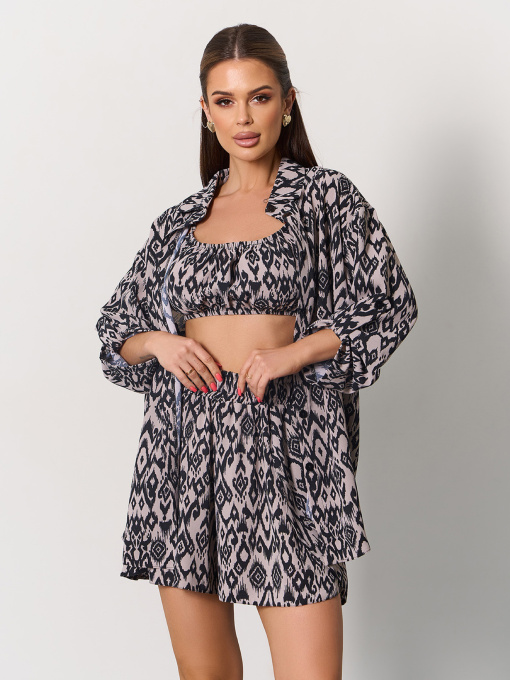 Повсякденний костюм ISSA Plus модель SA-620_черный_бежевый Фото