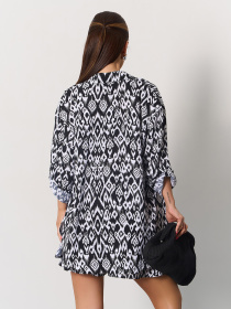 Повседневный костюм ISSA Plus модель SA-620_черный_белый Повседневный костюм ISSA Plus модель SA-620_черный_белый Фото