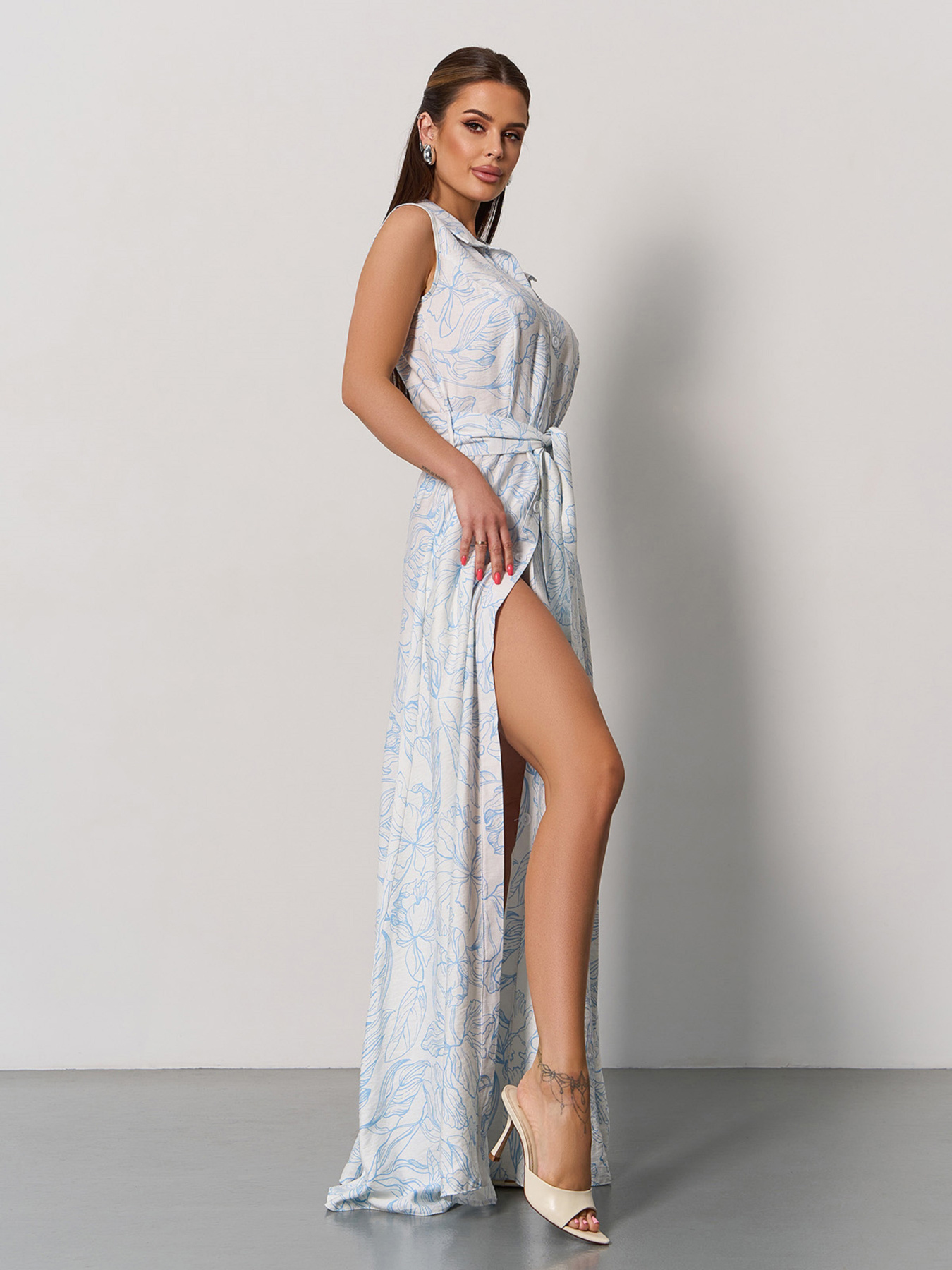 Сукня максі ISSA Plus модель 15167_белый_голубой Фото