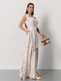 Сукня максі ISSA Plus модель 15167_белый_коричневый Фото