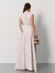 Сукня максі ISSA Plus модель 15167_белый_коричневый Фото