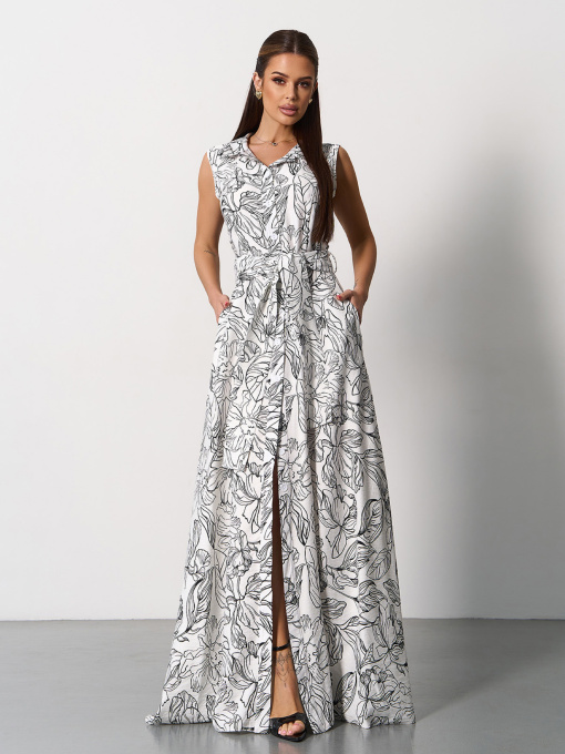 Сукня максі ISSA Plus модель 15167_белый_черный Фото