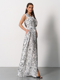 Сукня максі ISSA Plus модель 15167_белый_черный Сукня максі ISSA Plus модель 15167_белый_черный Фото