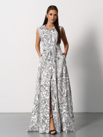 Платье макси ISSA Plus модель 15167_белый_черный Фото