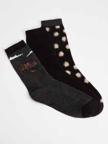 Мужские носки высоки GRIZZLY 3 пары черно-графитовые модель 10038131 Фото