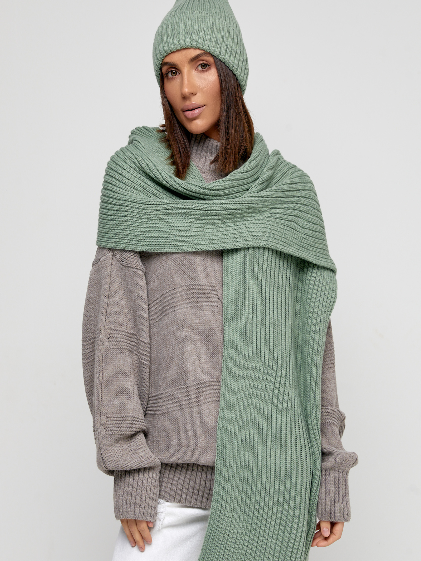 Шапка/шарф MarSe модель marse-komplekt-shapka-i-sharf-251-fistashka Фото