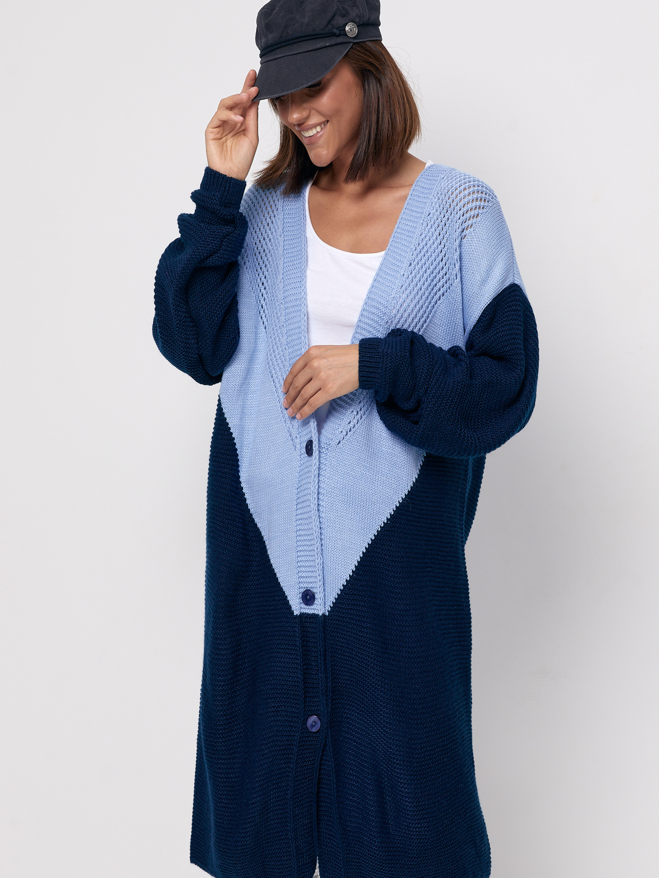 Кардиган MarSe модель marse-kardigan-234-goluboj-temno-sinij Фото