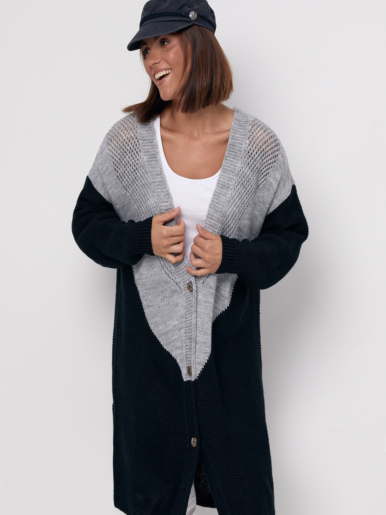 Кардиган MarSe модель marse-kardigan-234-temno-serj-chernj Фото