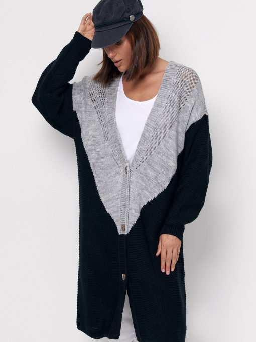 Кардиган MarSe модель marse-kardigan-234-temno-serj-chernj Фото