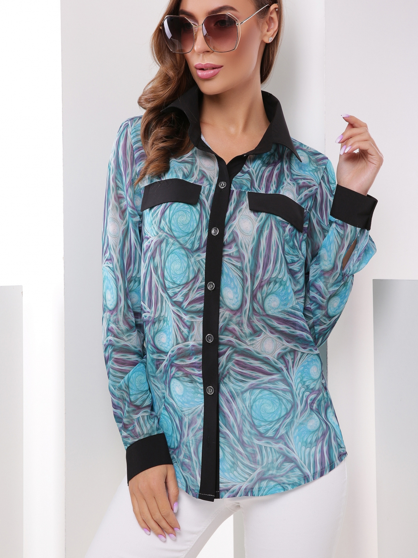 Рубашка MarSe модель marse-rubashka-1787-biryuza Фото