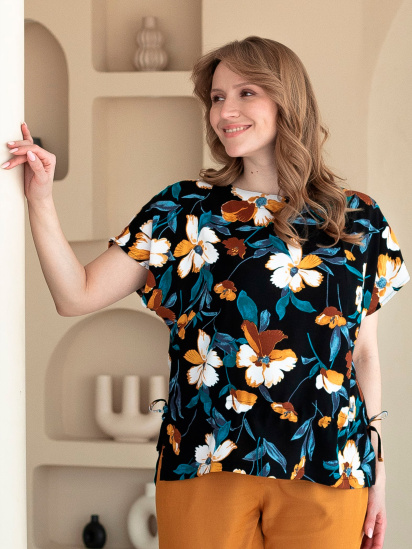 Жіноча блуза з квітковим принтом, Чорний Nita (bluza-n1111-25) модель bluza-n1111-25-baroko - фото