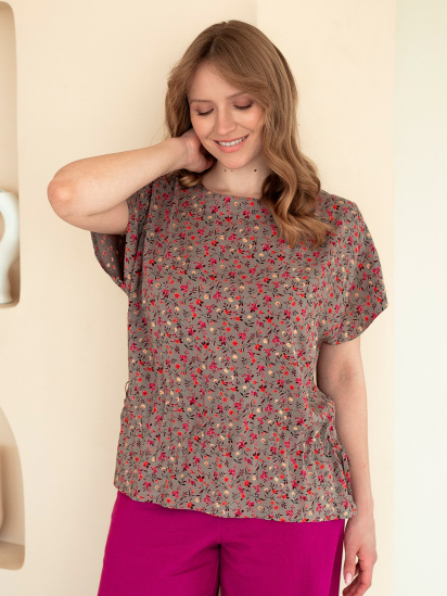 Жіноча блуза з коротким рукавом, Коричневий Nita (bluza-n1111-1-25) модель bluza-n1111-1-25-fuksq - фото