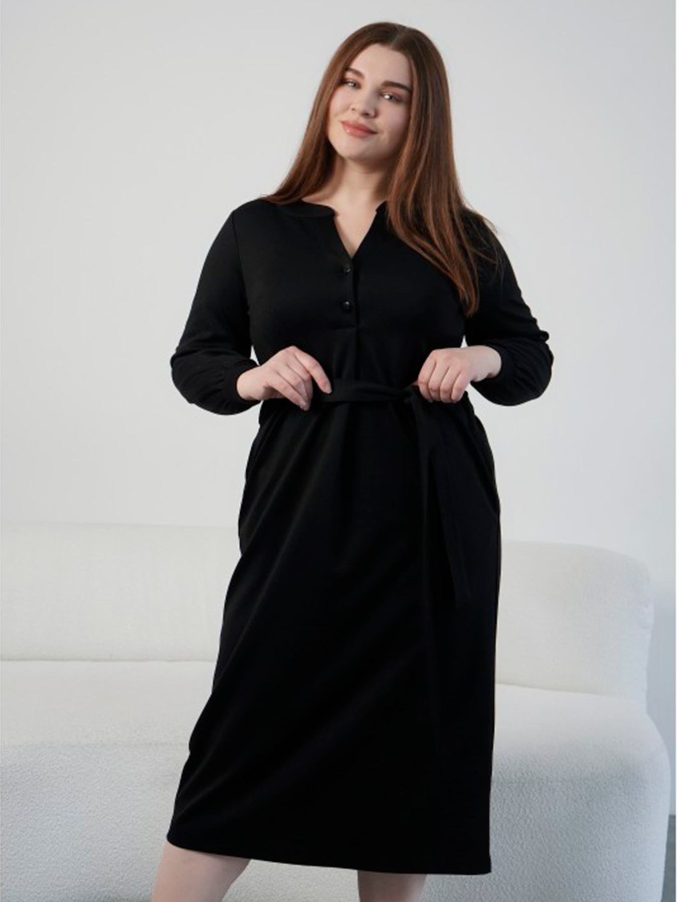 Платье миди Nita модель platxe-n1232-24-chornij Фото