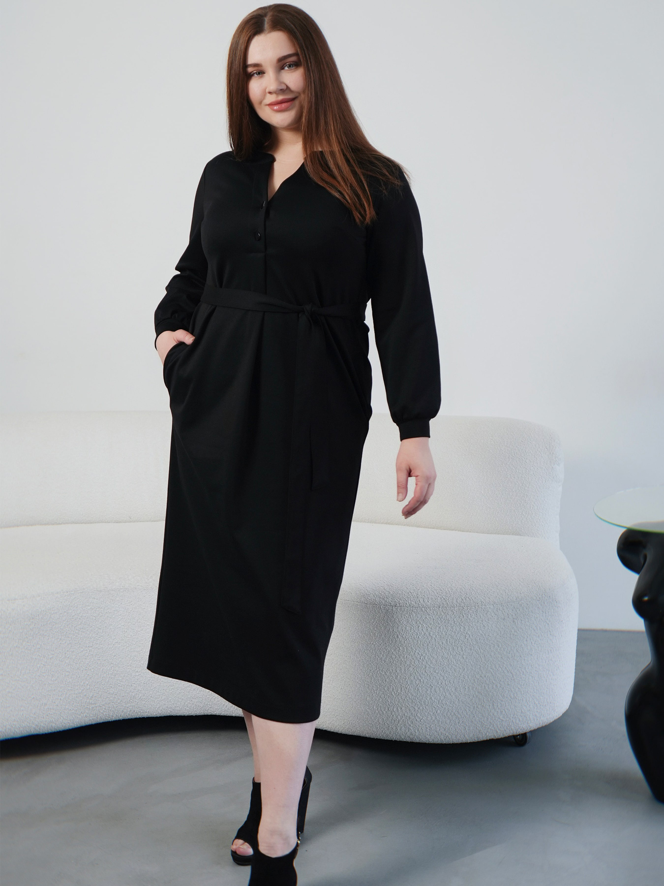 Платье миди Nita модель platxe-n1232-24-chornij Фото