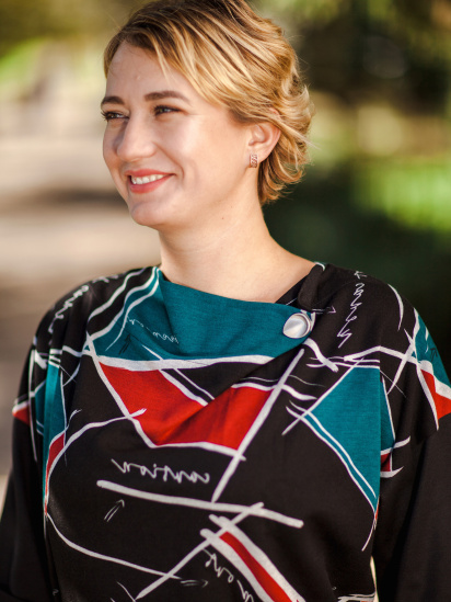 Сукня міді Nita модель platxe-nita-809-20-cherno-krasnj-chornij — фото 3 - INTERTOP