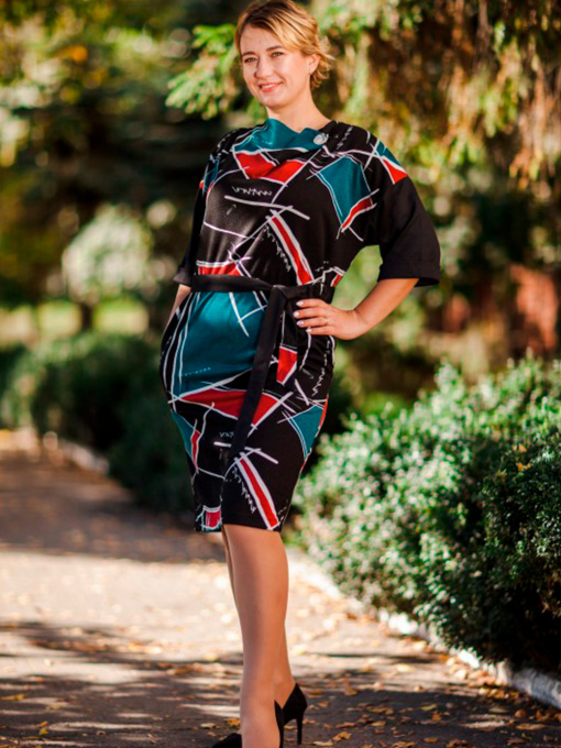 Платье миди Nita модель platxe-nita-809-20-cherno-krasnj-chornij Фото