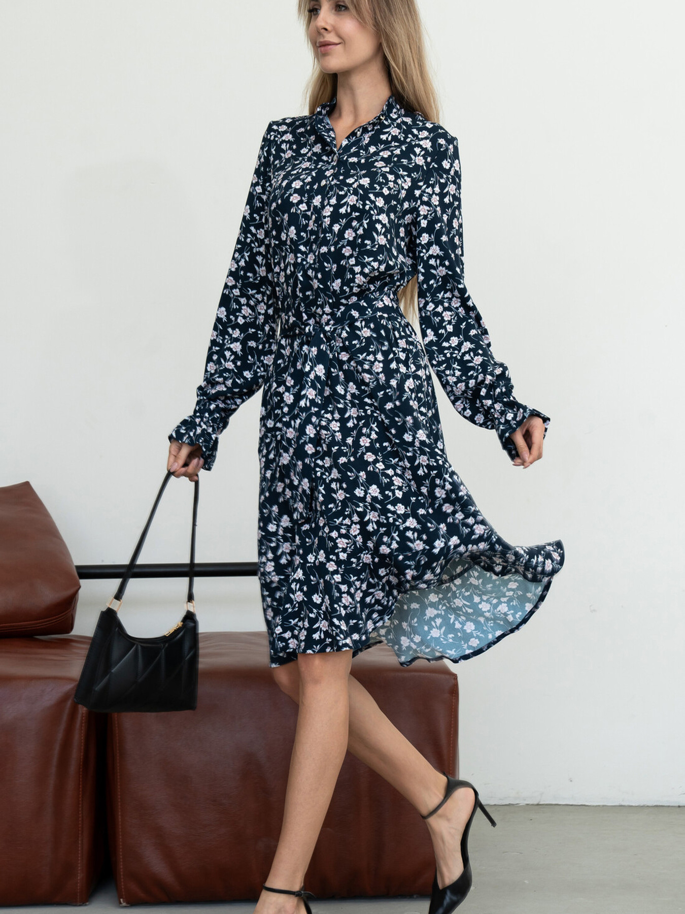 Платье миди RiMari модель 24-sinj-z-bezhevim Фото