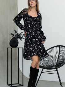 Сукня міні RiMari модель 2124-chornij-v-kvtku Сукня міні RiMari модель 2124-chornij-v-kvtku Фото