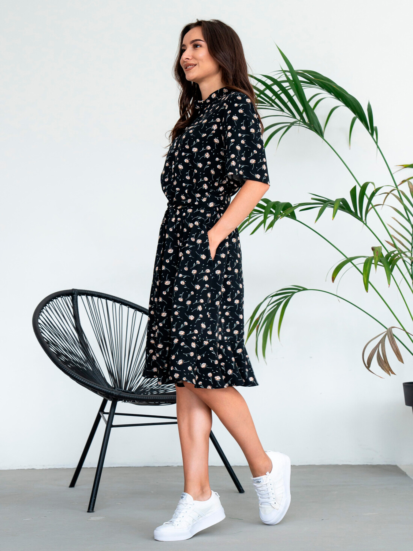 Платье миди RiMari модель 1824-chornij-z-bezhevim Фото