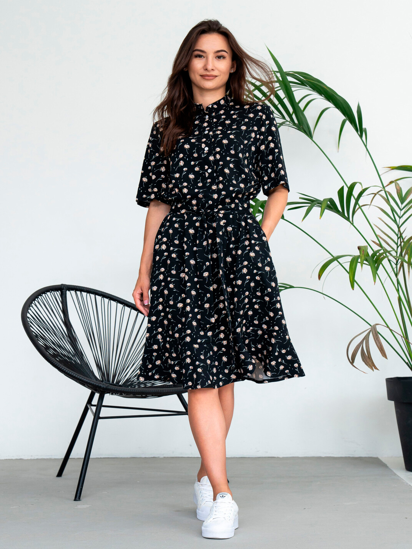 Платье миди RiMari модель 1824-chornij-z-bezhevim Фото