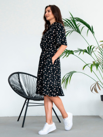 Сукня міді RiMari модель 1824-chornij-z-bezhevim Фото