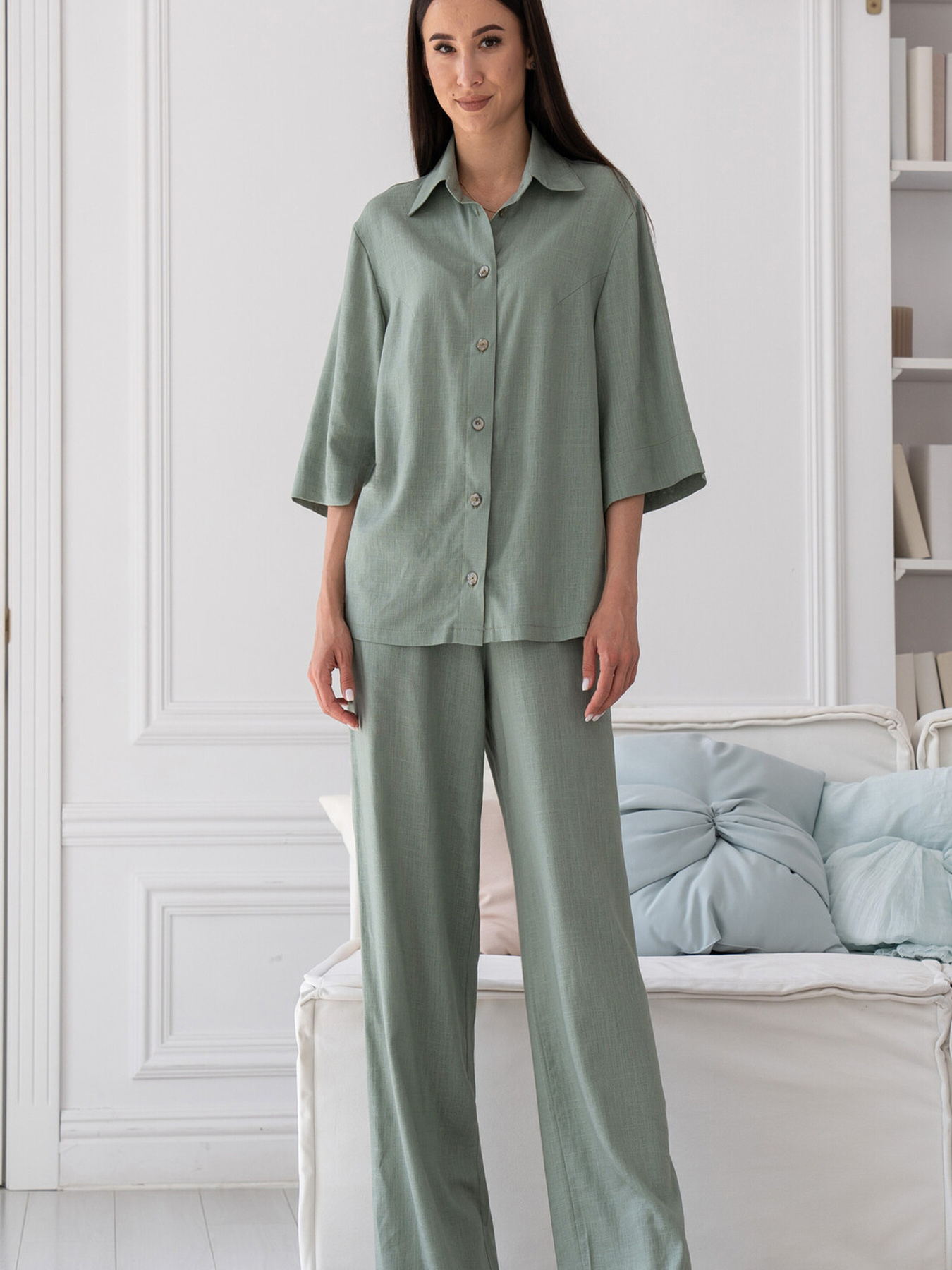 Сорочка повсякденна RiMari модель 0524-olivka Фото