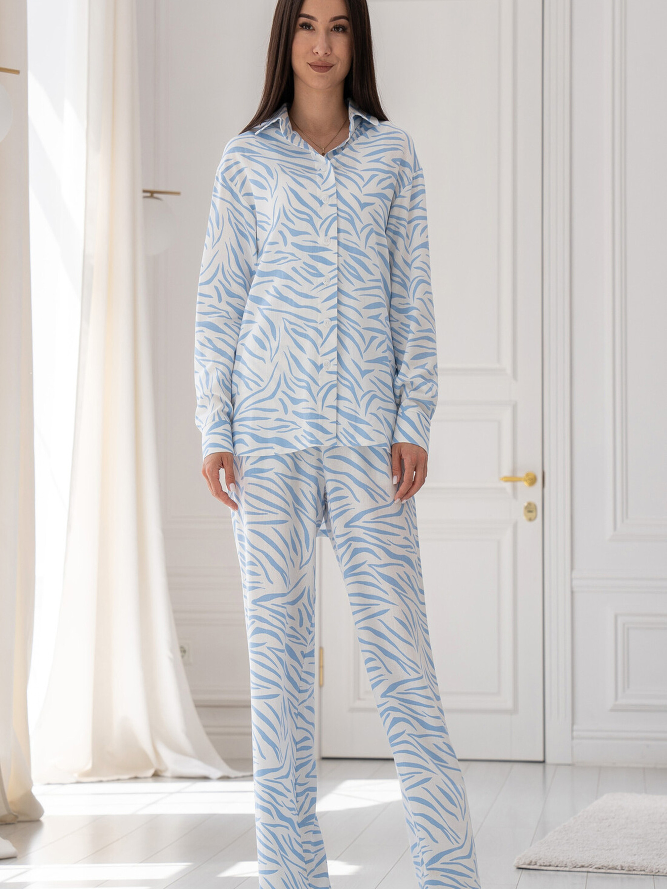 Сорочка повсякденна RiMari модель 0224-blakitnij-print Фото