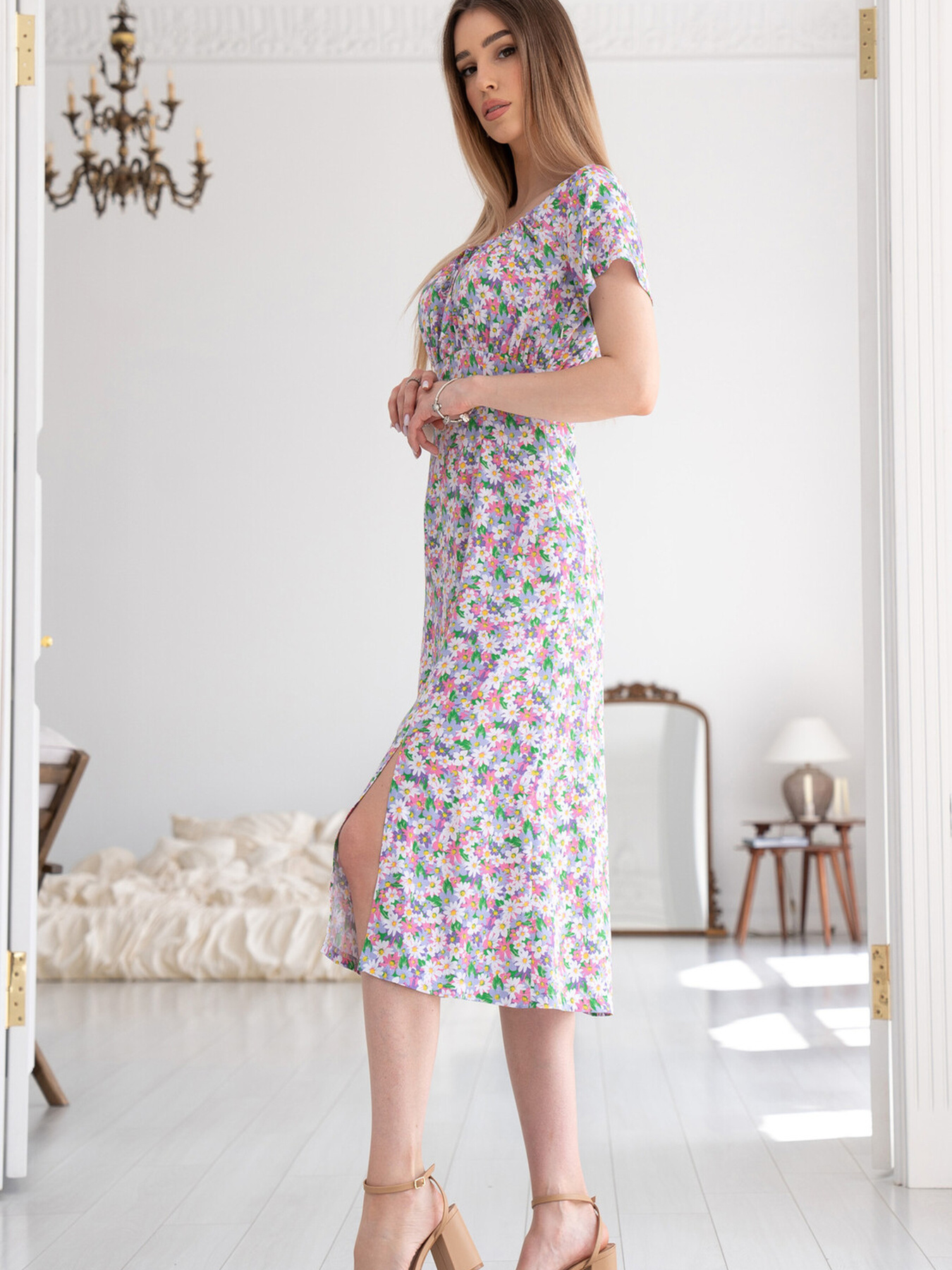 Платье миди RiMari модель 1624-rozhev-romashki Фото