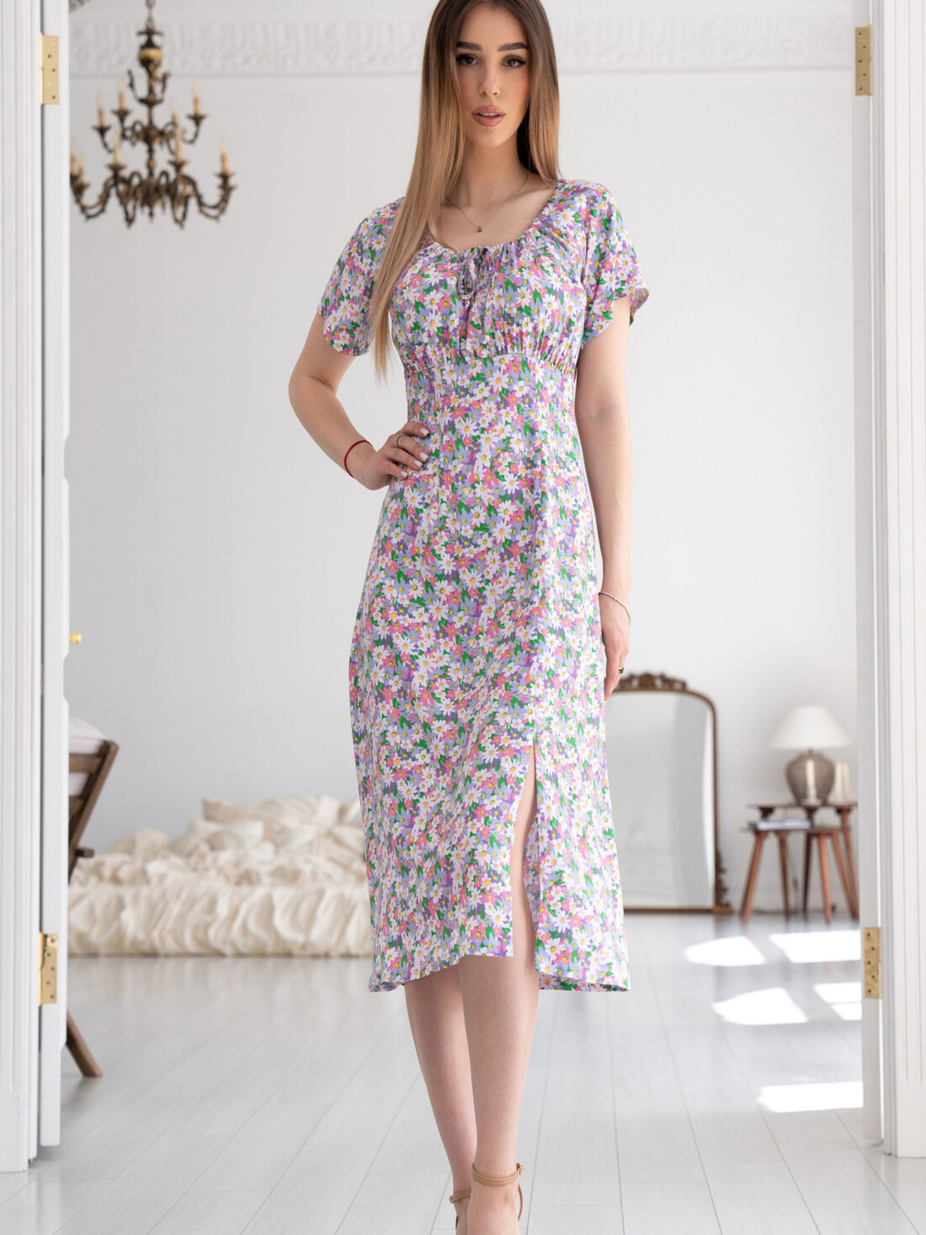 Платье миди RiMari модель 1624-rozhev-romashki Фото