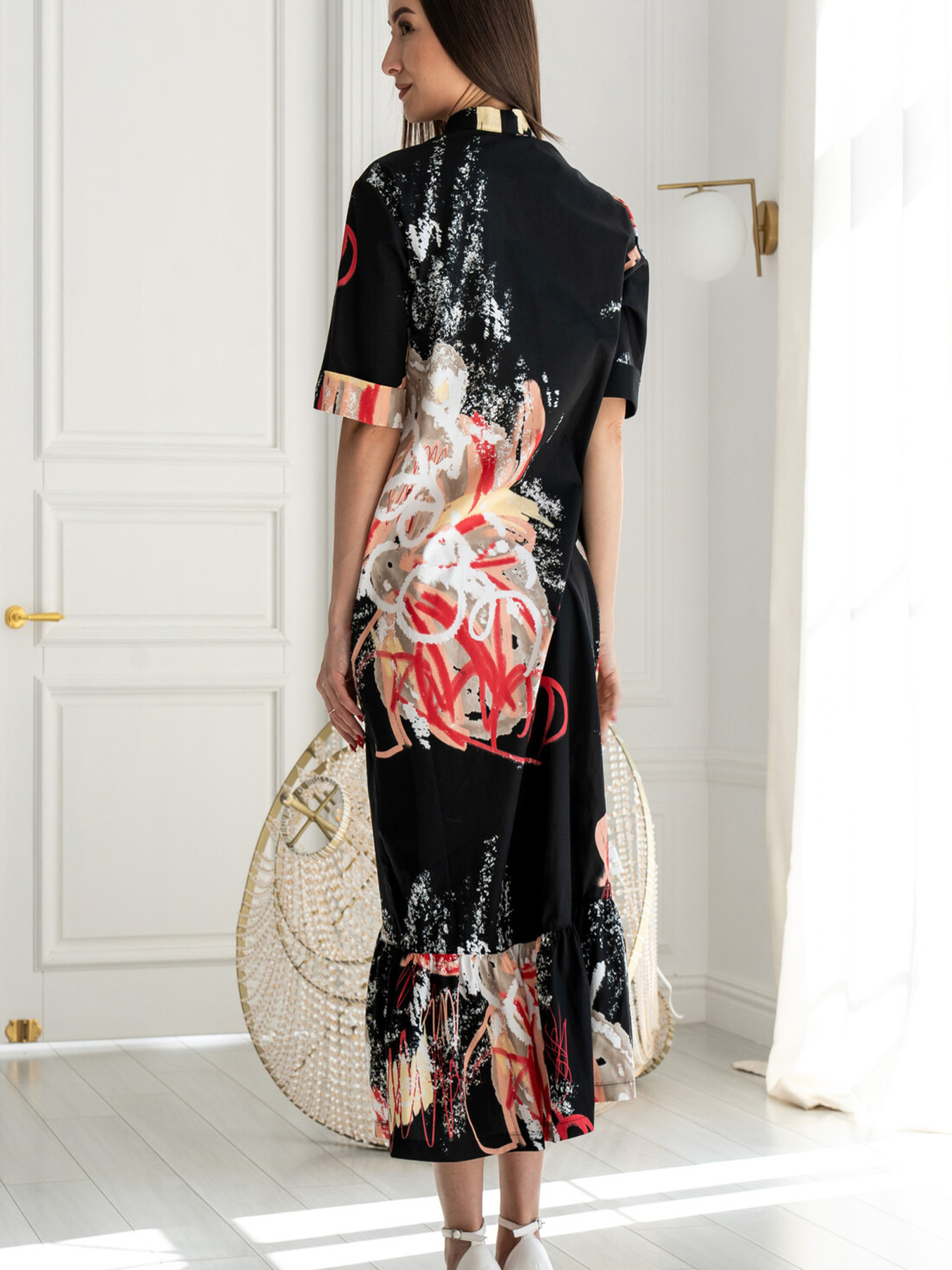 Платье миди RiMari модель 0224-chornij-print Фото