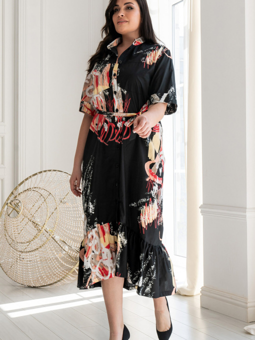 Платье миди RiMari модель 0224-chornij-print Фото