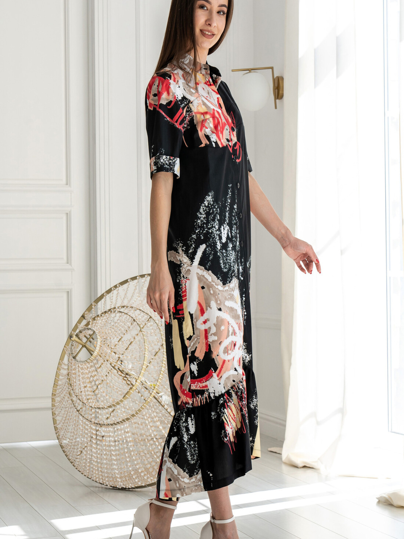 Платье миди RiMari модель 0224-chornij-print Фото