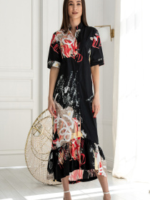 Платье миди RiMari модель 0224-chornij-print Фото