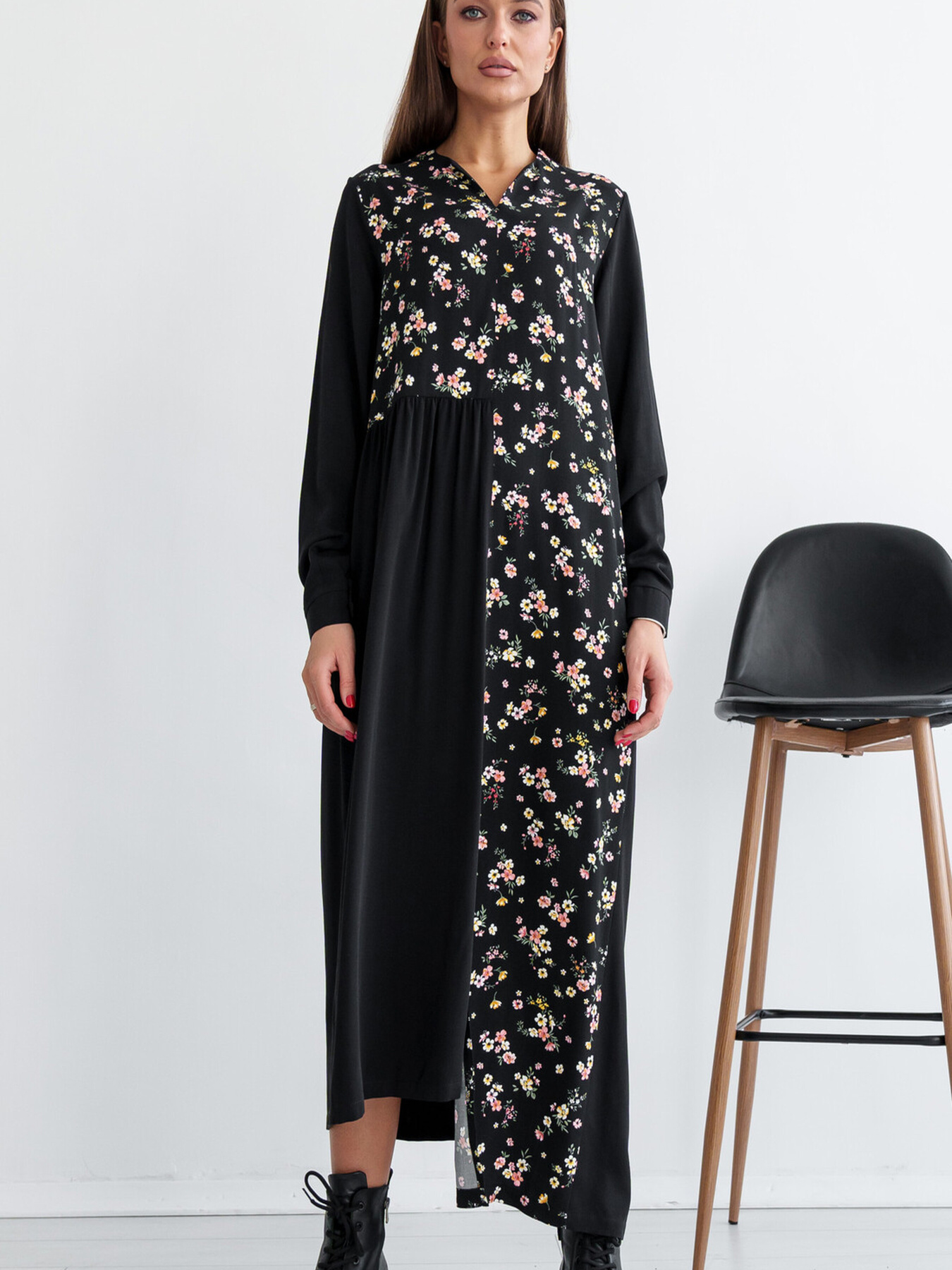 Платье миди RiMari модель 13-chornij-print Фото