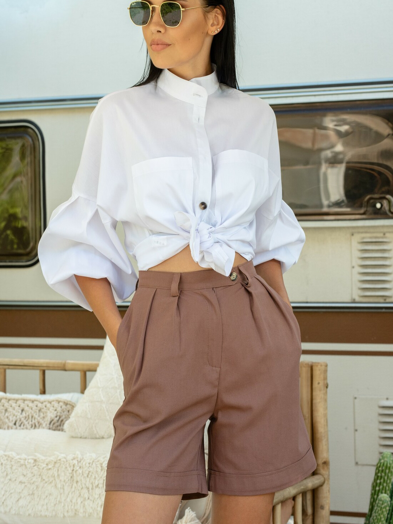 Повсякденні шорти RiMari модель 0220-shokolad Фото