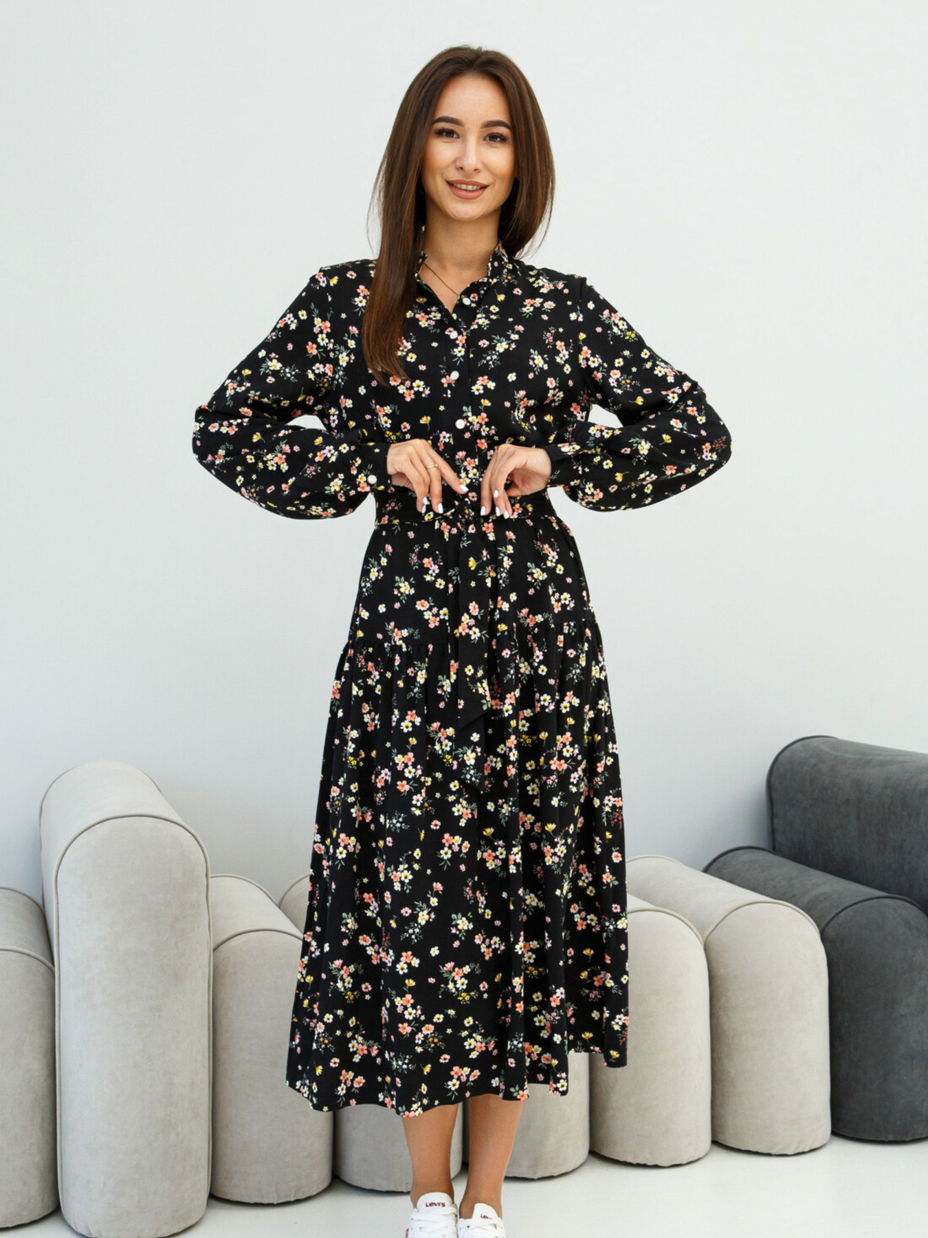 Платье миди RiMari модель 1323-chornij-print Фото