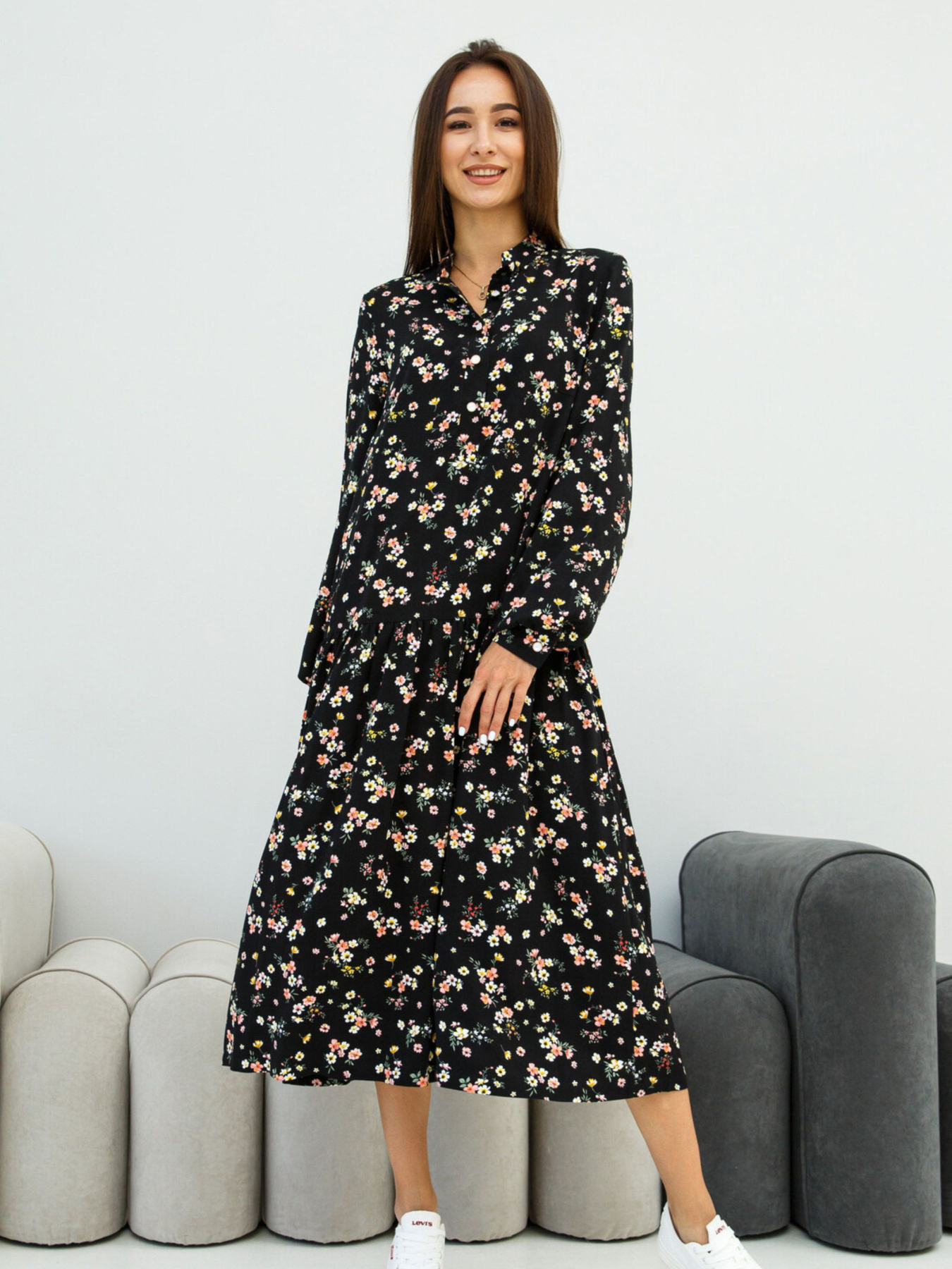 Платье миди RiMari модель 1323-chornij-print Фото