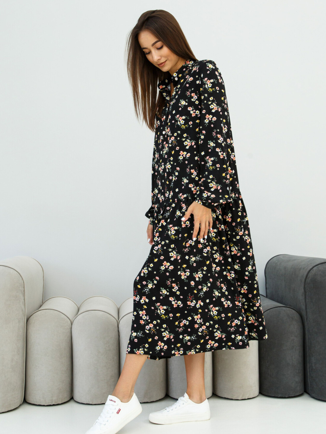 Платье миди RiMari модель 1323-chornij-print Фото