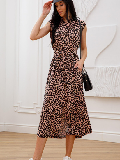 Сукня міді RiMari модель 0323-persik-print — фото 3 - INTERTOP