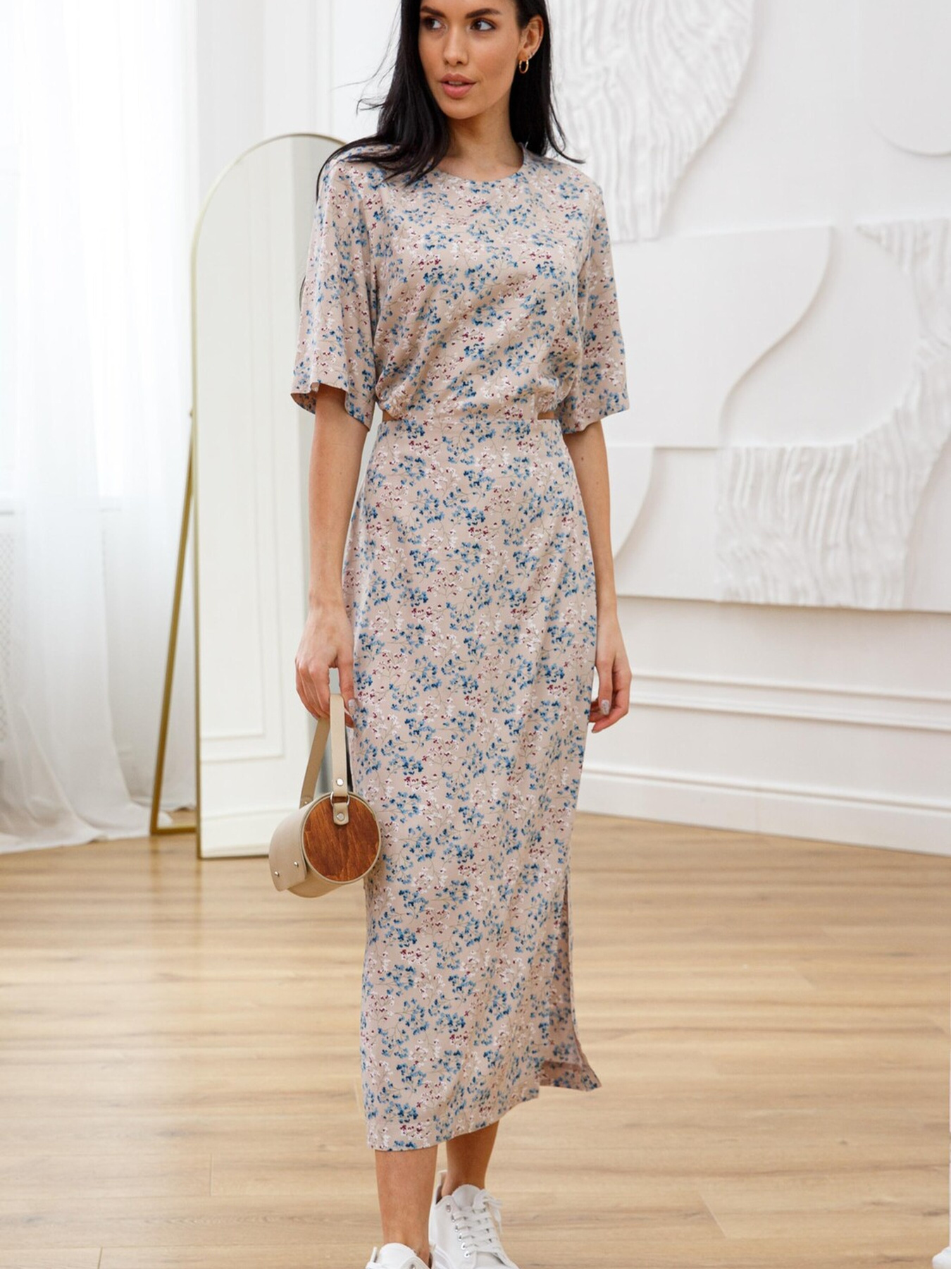 Сукня міді RiMari модель 02-bezh-print Фото