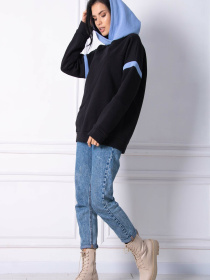 Худі RiMari модель 0222-chornij-z-blakitnim Худі RiMari модель 0222-chornij-z-blakitnim Фото