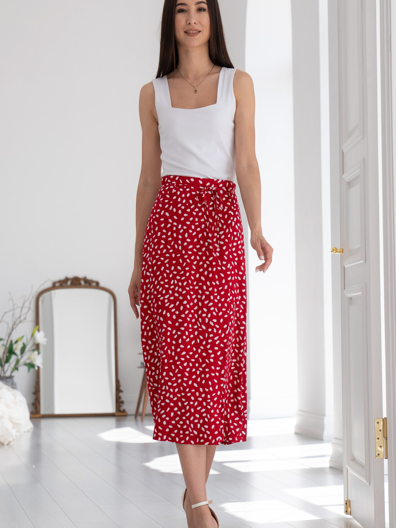 Спідниця міді RiMari модель 0322-chervonij-print Фото