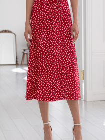 Спідниця міді RiMari модель 0322-chervonij-print Спідниця міді RiMari модель 0322-chervonij-print Фото