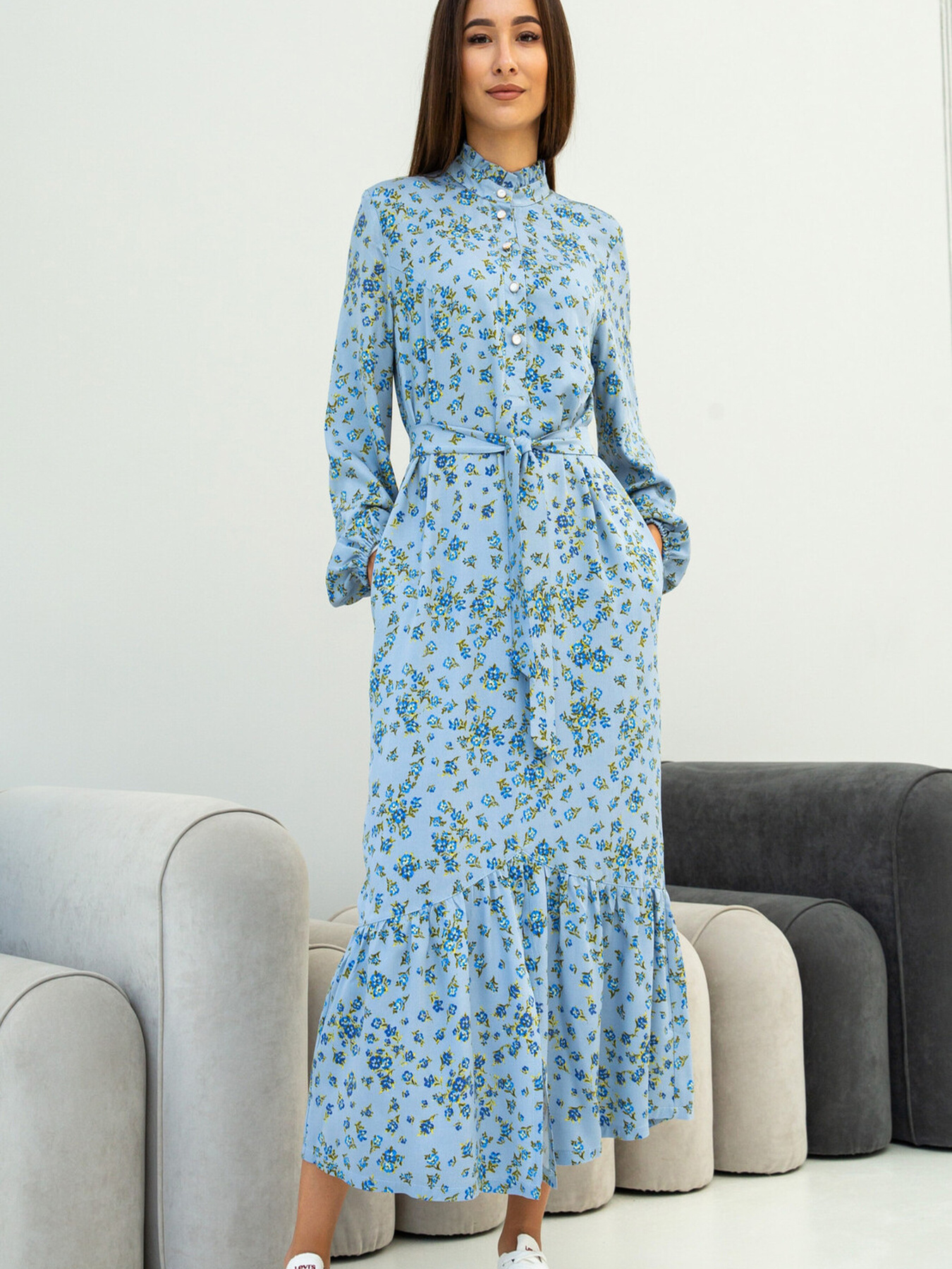 Платье макси RiMari модель 1322-blakitnij-print Фото