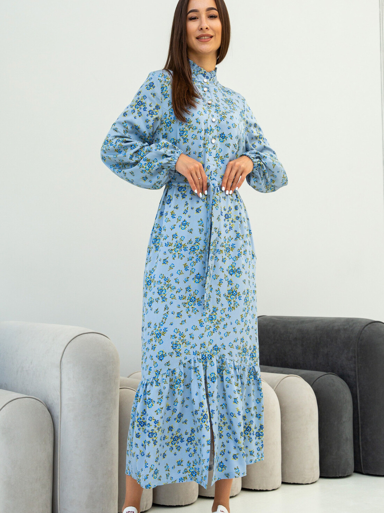 Платье макси RiMari модель 1322-blakitnij-print Фото